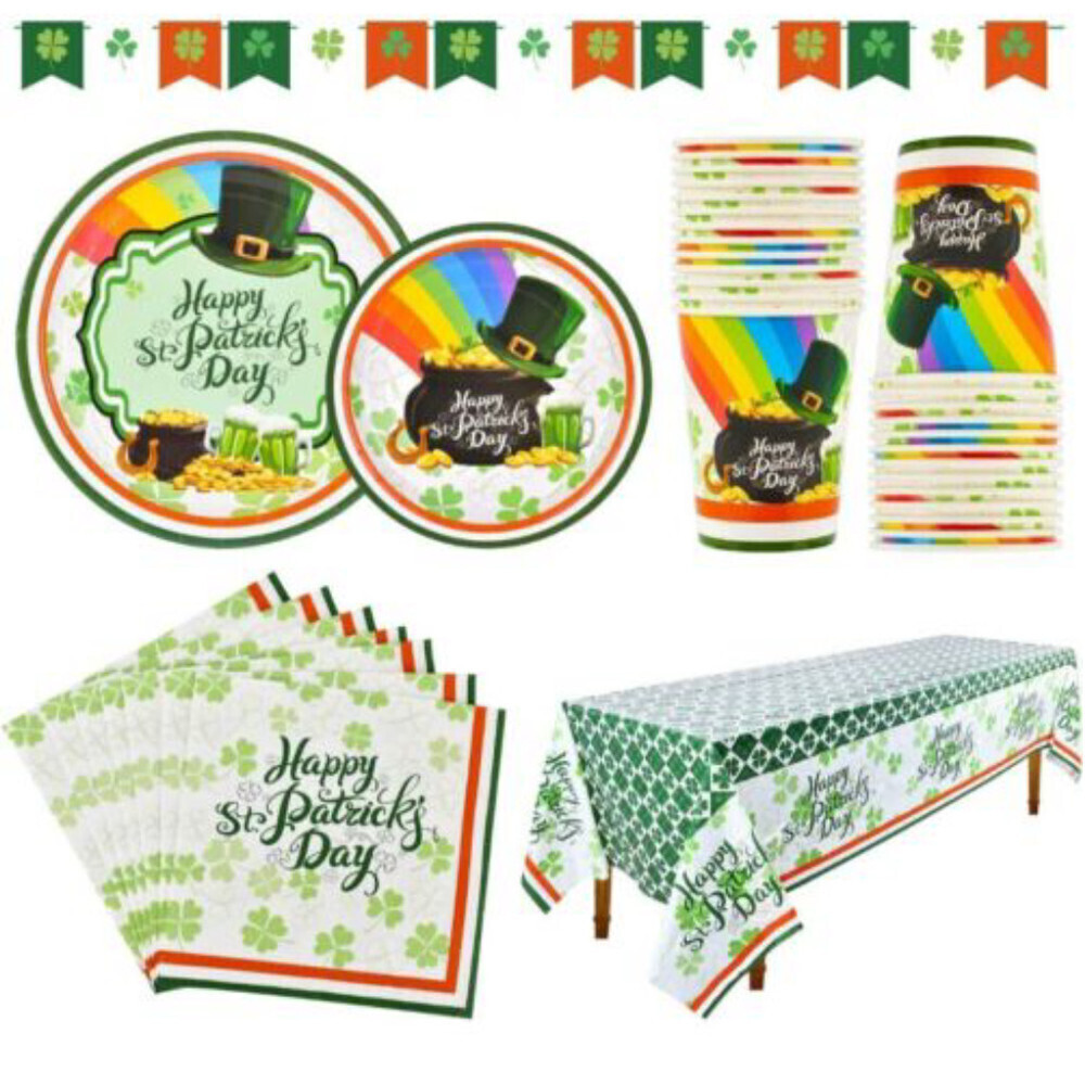 Gatherfun St Patrick’s Day Party Supplies SERVE 25 Green Shamrocks Disposable